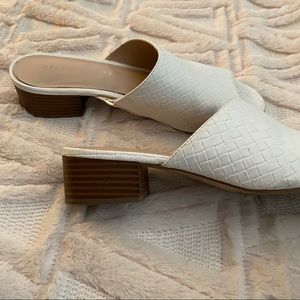 white block heel mules